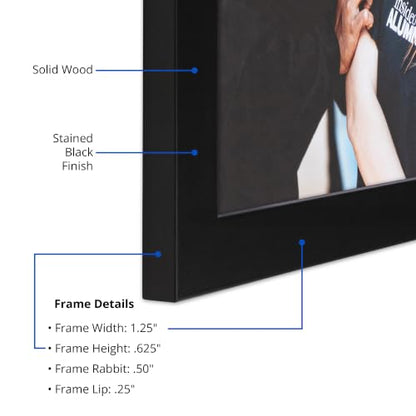 16x20 Inch Black Picture Frame - Custom Poster Frame with Acrylic & Mounting Hardware - Low Black Variation