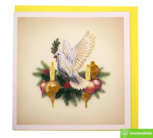 Christmas Dove and Candle 3D Greeting Card - Handmade All Occasion Design (6" x 6")