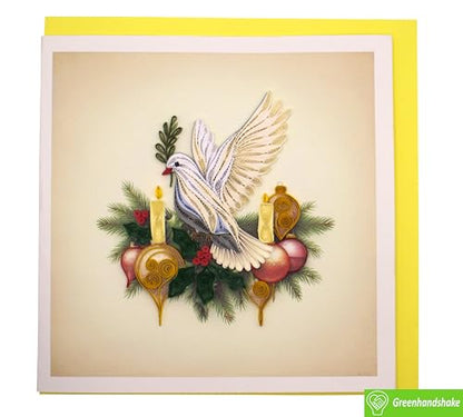 Christmas Dove and Candle 3D Greeting Card - Handmade All Occasion Design (6" x 6")
