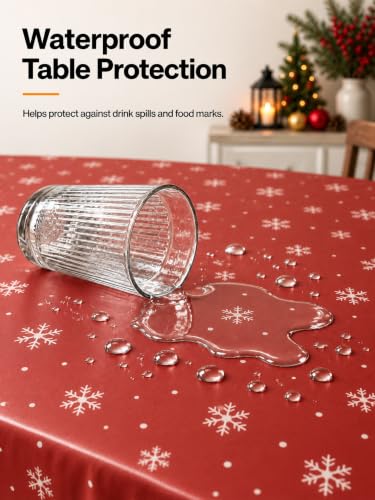 Christmas Tablecloths 3 Pack - Red Snowman & Santa Waterproof 54 x 108 Inches