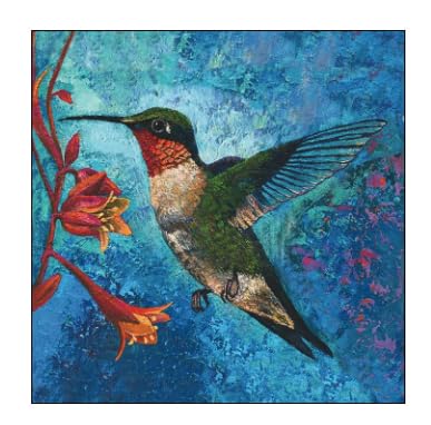 Set of 20 Ruby Throated Hummingbird Cocktail Napkins with Trumpet Flowers