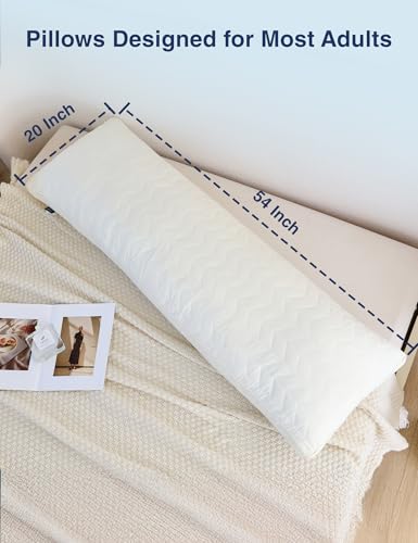 Long Body Pillow for Adults - White Firm Adjustable Memory Foam Support - Side Sleeper Bed Pillow