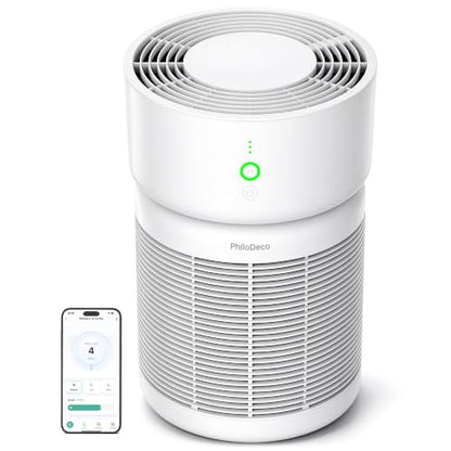 White Large Room Air Purifier up to 1500 Sq Ft with App Control