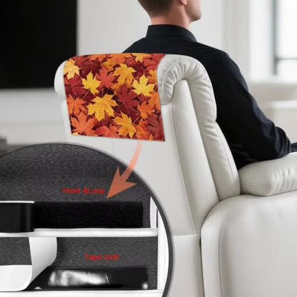 Maple Leaf Sofa Headrest Cover Non-Slip Fitted 27x17 Inch for Living Room & Bedroom - Autumn Decor
