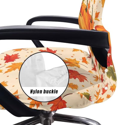 Fall Pumpkin Office Chair Cover - Maple Leaf Pattern, Small Variation