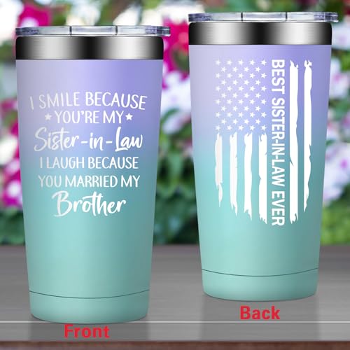20 oz Sister in Law Gift Tumbler - Cotton Candy Variation, Double Wall Insulated