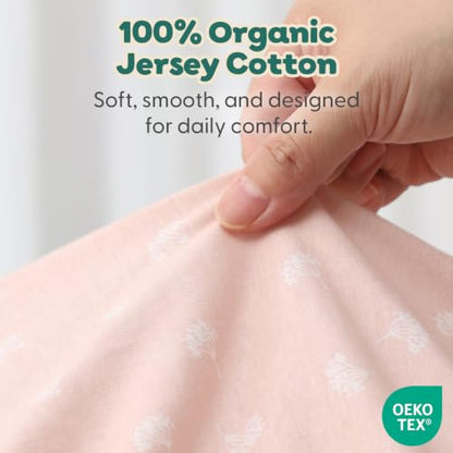 Organic Cotton Fitted Bassinet Sheets 2-Pack Pink Bouquet & Solid - Girl Nursery