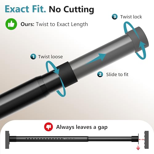 Heavy Duty Black Closet Rod - 17-84 Inch, Twist & Screw Mount, Rust-Resistant