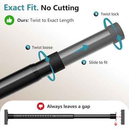 Heavy Duty Black Closet Rod - 17-84 Inch, Twist & Screw Mount, Rust-Resistant