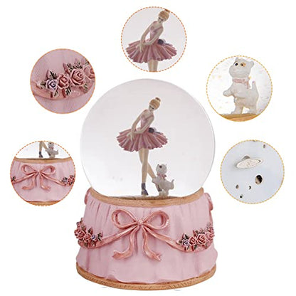 Ballerina Snow Globe with Swan Lake Tune - Dancer with Puppy Variation