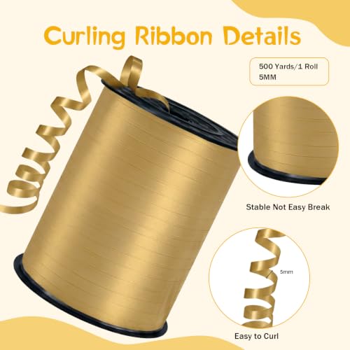 Gold Curling Ribbon 500 Yards Gift Wrap & Party Decoration
