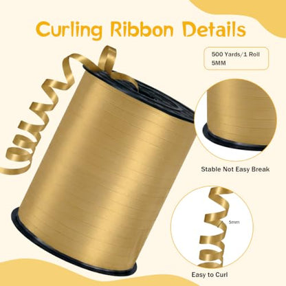 Gold Curling Ribbon 500 Yards Gift Wrap & Party Decoration