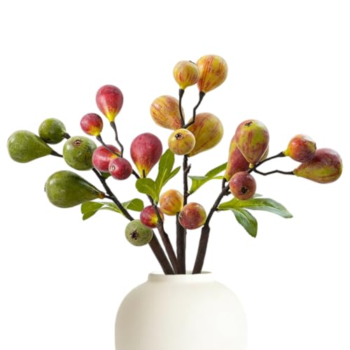Artificial Fig Branches Set - Realistic Green, Pink, Red & Yellow Foliage for Home & Event Decor - 4 Pieces