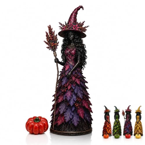 Large Midnight Bloom Witch Enchanted Autumn Resin Figurine - Fall Decor