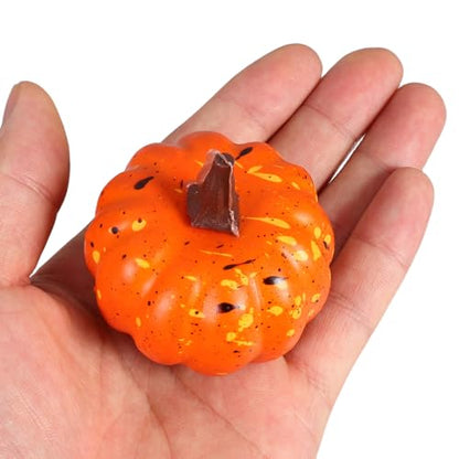 Mini Artificial Foam Pumpkins for Fall Halloween Thanksgiving Decor Set of 16