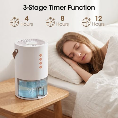 Small Portable Dehumidifier 1300ml Quiet Auto Shut Off for Bedroom & Home