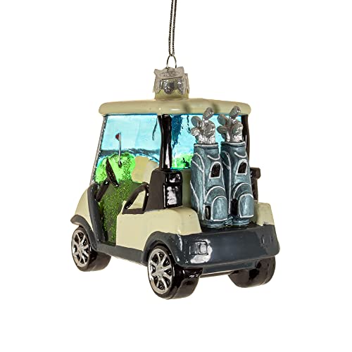 Glass Golf Cart Ornament - Noble Gems Holiday Collection, 4.5 Inch