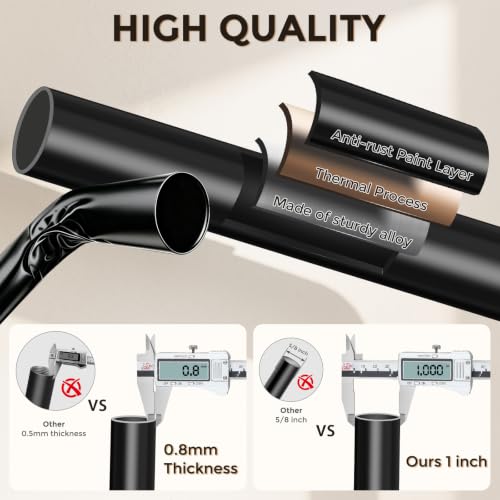 Extra Long Black Curtain Rod 36-240 Inch Heavy Duty Adjustable 1 Inch - Black / 1 Pack