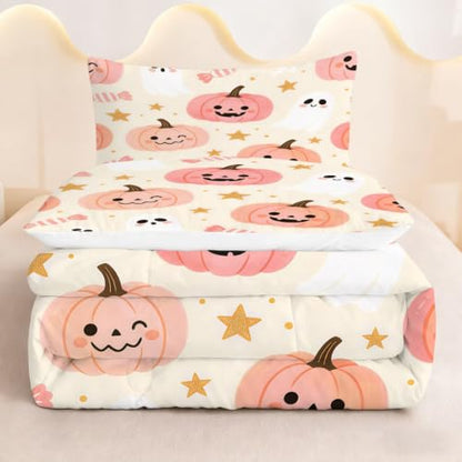 Halloween Comforter Set Twin Size Kawaii Kids Pumpkin Bedding - Variation: Halloween17