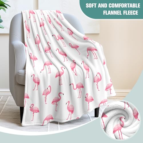 Pink Flamingo Throw Blanket - 60x80 Inch Ultra-Soft Fleece for Couch Bed Lounge