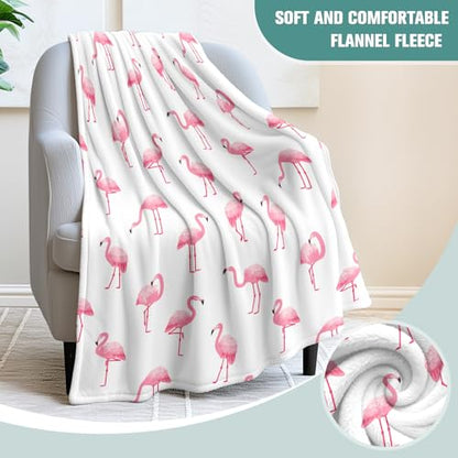 Pink Flamingo Throw Blanket - 60x80 Inch Ultra-Soft Fleece for Couch Bed Lounge