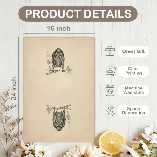 Halloween Bats Decor Kitchen Dish Towels Set of 2 - Gothic Style