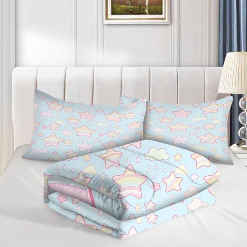 KXRY Star Cloud Comforter Set Twin Size Pastel Kawaii Bedding - Stars05