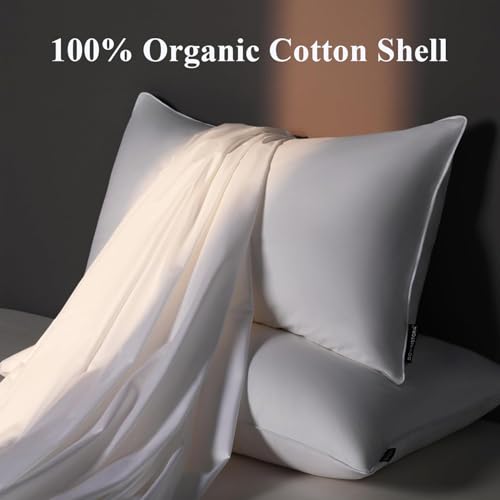 Queen Size Medium Firm Goose Down Pillows Set of 2 - Hotel Collection Bed Pillows