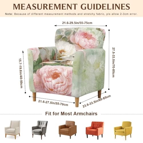 Pink Peony Bloom Stretch Armchair Slipcover for Living Room Furniture