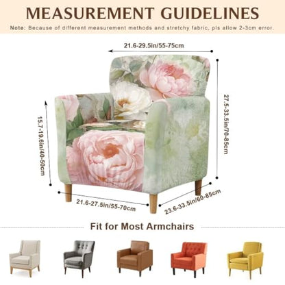 Pink Peony Bloom Stretch Armchair Slipcover for Living Room Furniture
