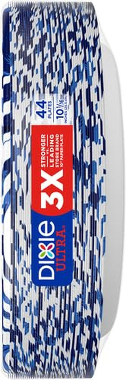 Dixie Paper Plates, 10 Inch, 44 Count | 3X Stronger | Heavy Duty | Microwave-Safe | Soak-Proof