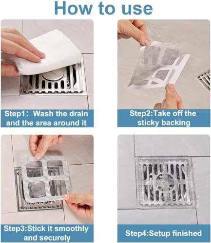 10 Pack Square Disposable Shower Drain Covers Hair Catcher - Prevent Clogs