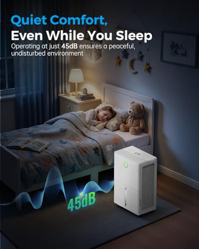Dehumidifier for Basement with Drain Hose - Snow White