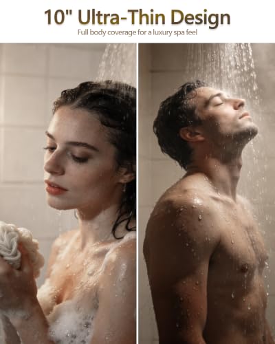 10 Inch Square Rain Shower Head - Champagne Bronze, High Pressure, Easy Clean