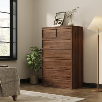 Garvee 7-Drawer Dresser, 46.8" Tall with Walnut Finish