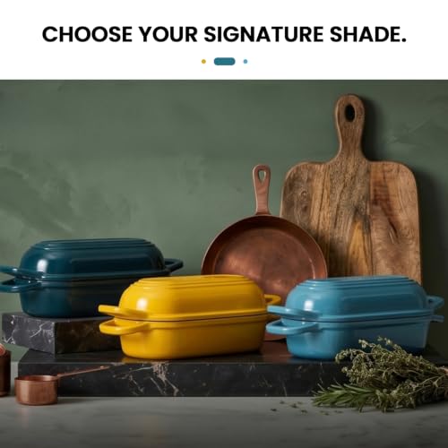 Oval Enamel Cast Iron Bread Oven - Teal 15-Inch Baguette & Artisan Loaf