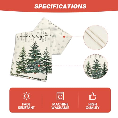 Christmas Table Runner 13x108 Inch Pine Tree Holiday Decor Beige - Durable Polyester