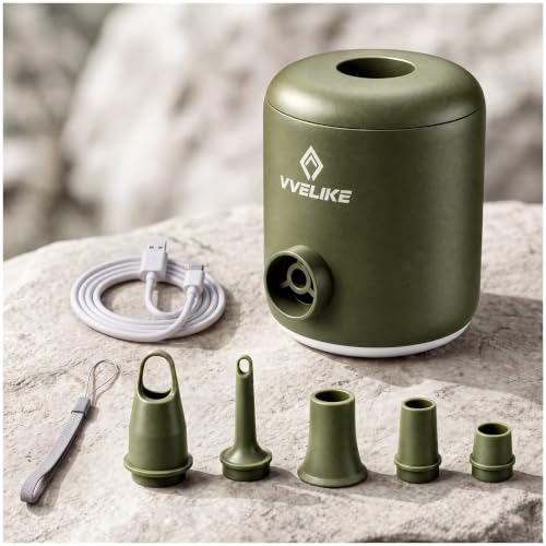 Mini Portable Air Pump for Inflatables with Rechargeable Battery & LED Light