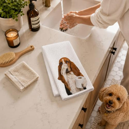 Funny Basset Hound Hand Towel with Dog Bathroom Decor - Color 10