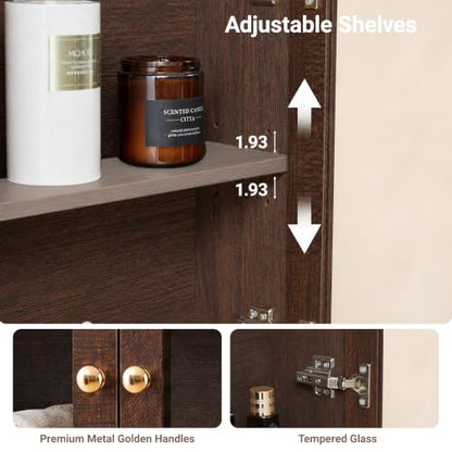 Bathroom Over The Toilet Wall Cabinet - Walnut, Dark Walnut Variation