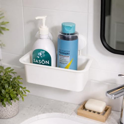 Oggi Twist-Lock Suction Shower Caddy with Self-Draining Basket, No Drill Bathroom Organizer