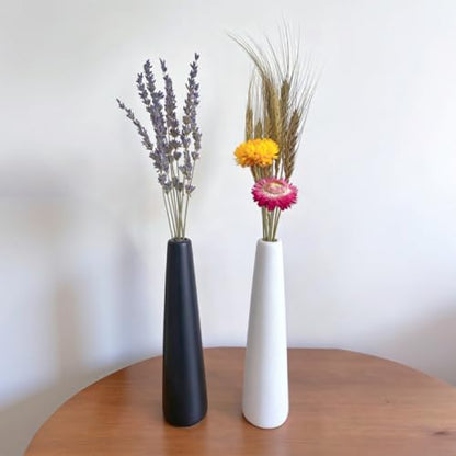 2-Pack Shatter-Resistant Vase Set with Dried Flowers for Tabletop Decor