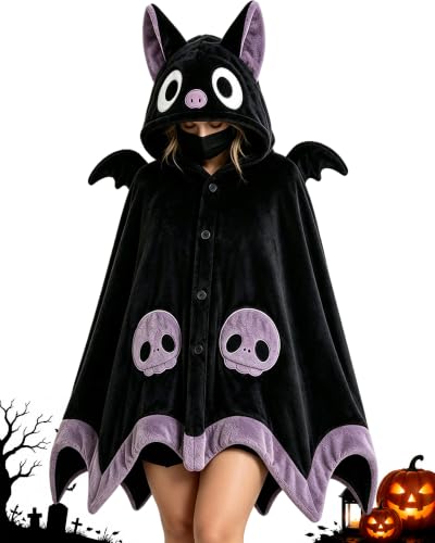 Bat Hoodie Blanket - Cozy Halloween Wearable Blanket for Adults & Teens