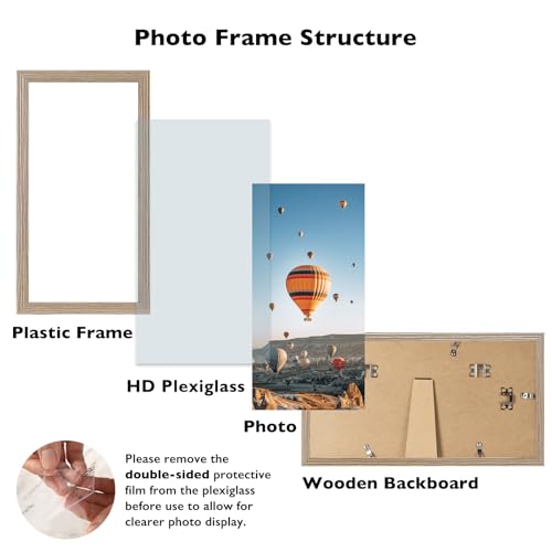 JCJMY 5x9 Picture Frame Rustic Brown for Wall Hanging or Tabletop, Wall Mounting Horizontally or Vertically, 5 x 9 Wall Gallery Poster Photo Frame with Shatter Resistant Plexiglass, Rustic Brown