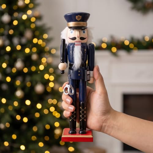 14-Inch Wooden Nutcracker Soldier Christmas Decor - Classic Holiday Table Display