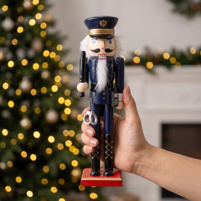 14-Inch Wooden Nutcracker Soldier Christmas Decor - Classic Holiday Table Display