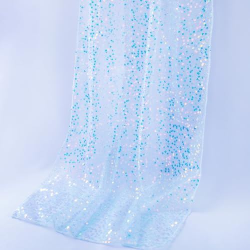 Blue Iridescent Sequin Table Runner 120 Inch for Wedding Party Decor - Mermaid Theme