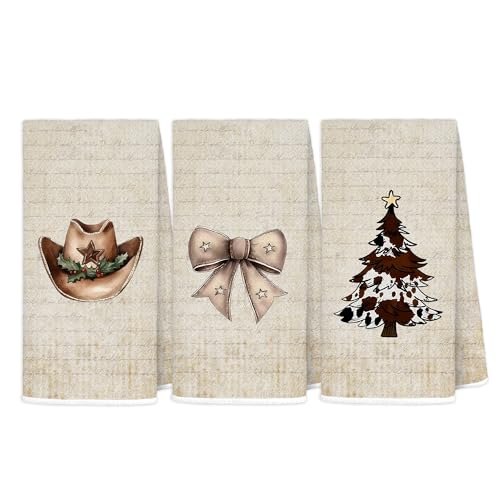 Western Christmas Kitchen Dish Towels Set - Cowgirl Holiday Decor 16x24 A-christmas Towels