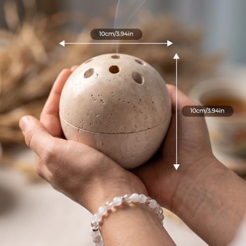 Handmade Travertine Incense Burner Holder for Sticks and Cones