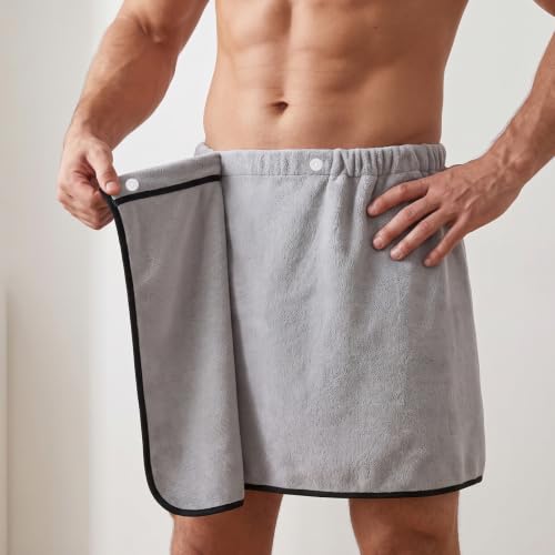 Men's Wearable Bath Towel Shorts Adjustable Microfiber Spa Wrap